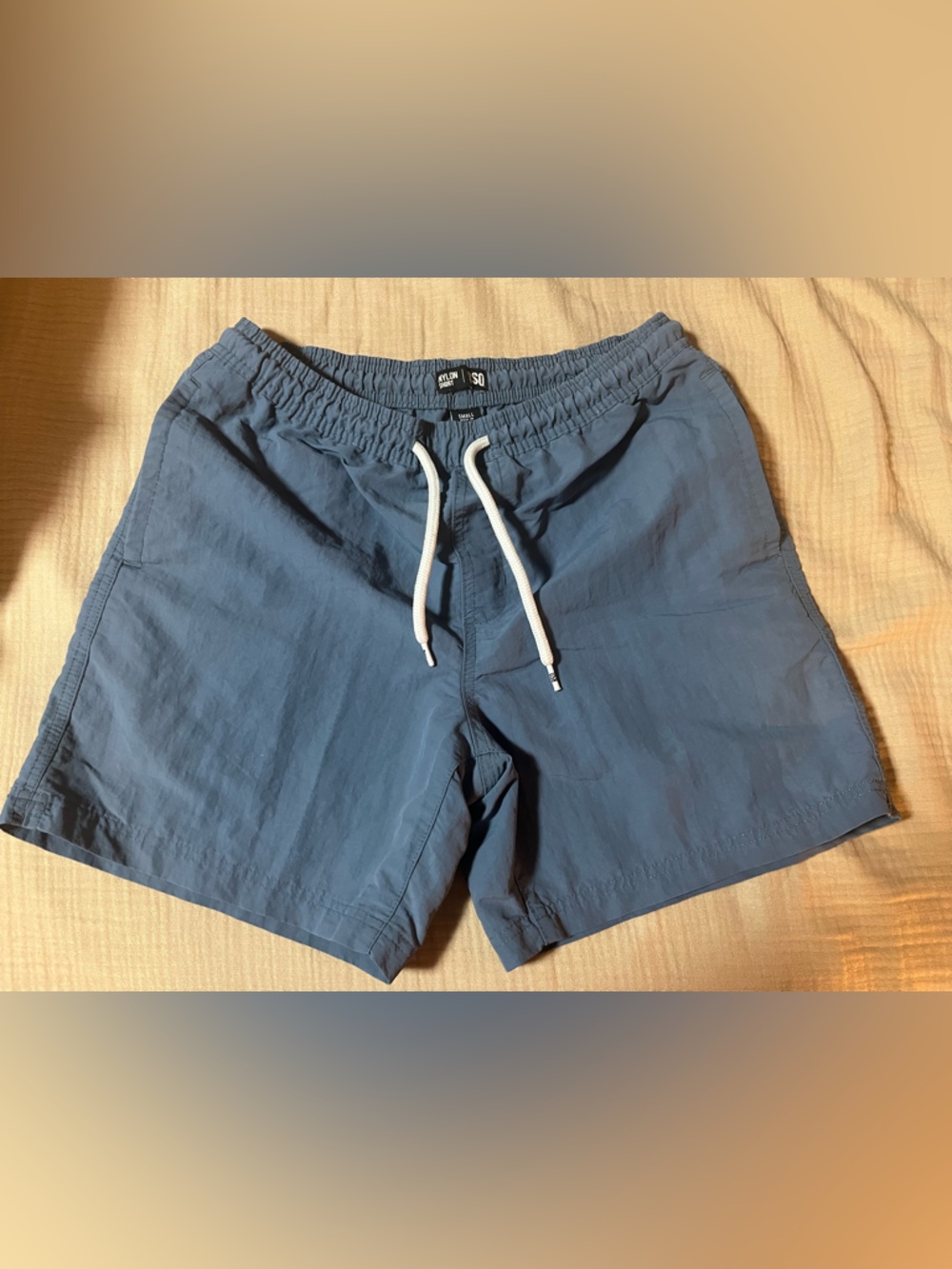RSQ Women’s Slate Blue Elastic-Waist Nylon Drawstring Shorts